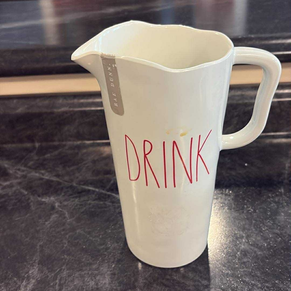 Rae Dunn Red and White Drink Pitcher